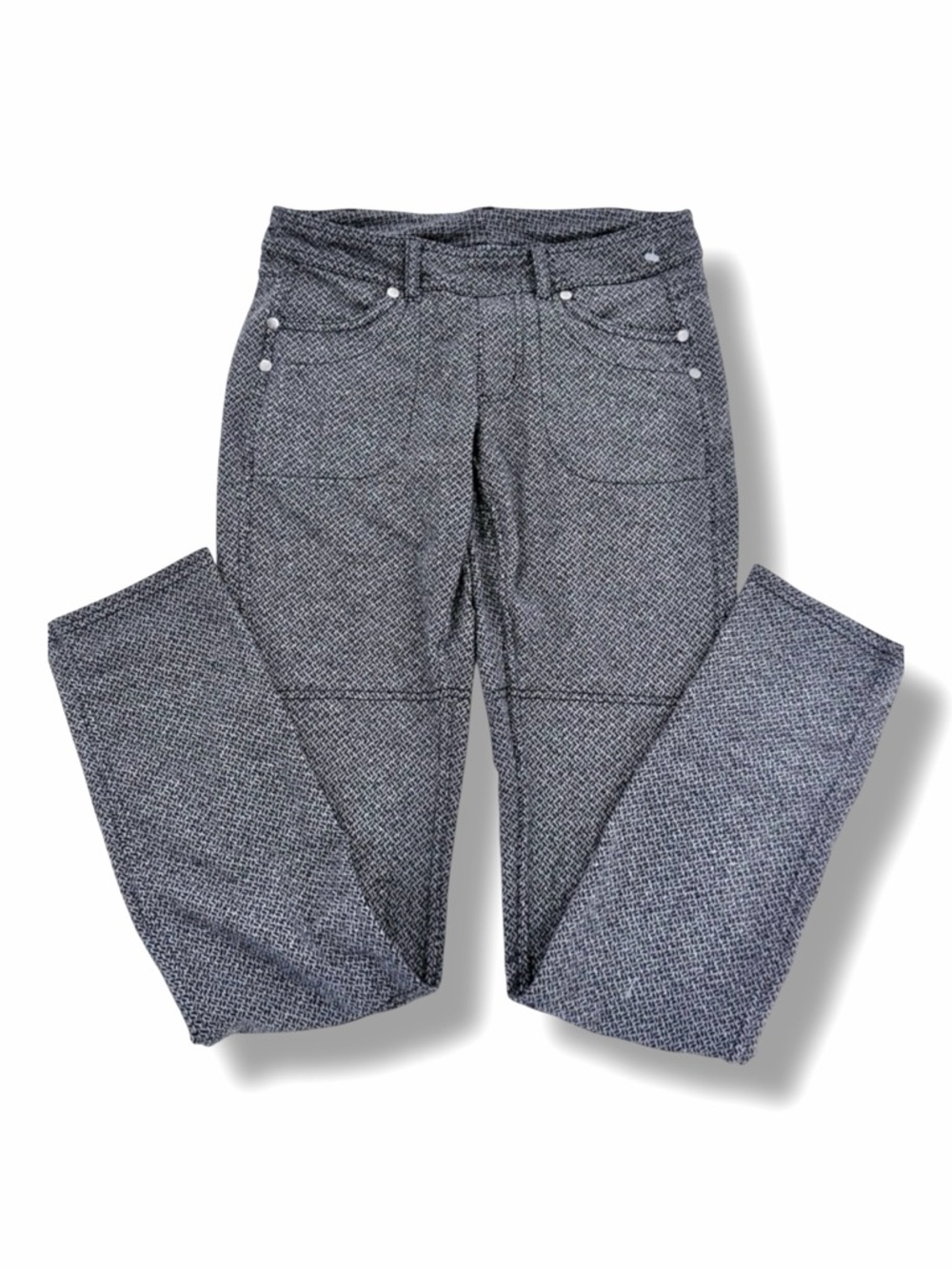 Athleta Bettona Jeggings Tweed Criss Cross Gray Pull-On Stretch Work Pants XS